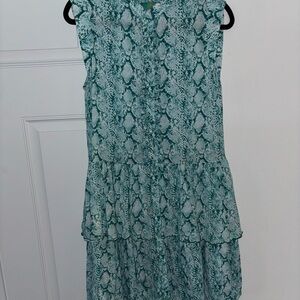 Feather & Find Sleeveless Green Snake Print Dress